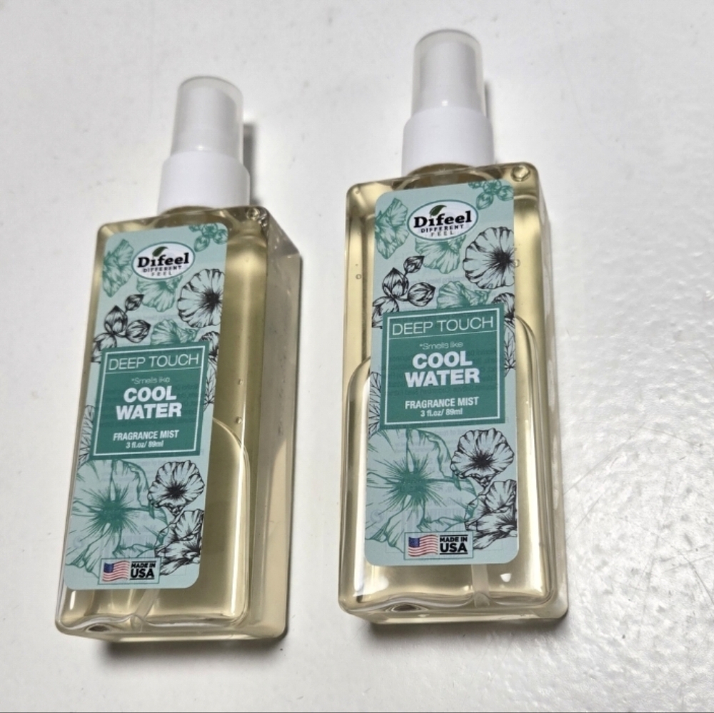 2 Difeel Deep Touch Cool Water Fragrance Mist Bottles Light Aqua 3 Fl Ounces